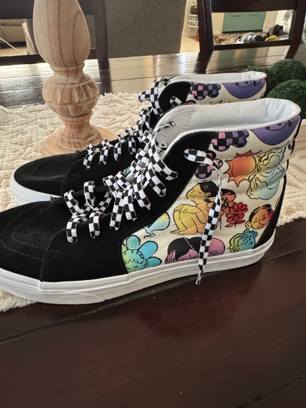Vans Black High-Top Sneakers with Multicolor Graphic Panels